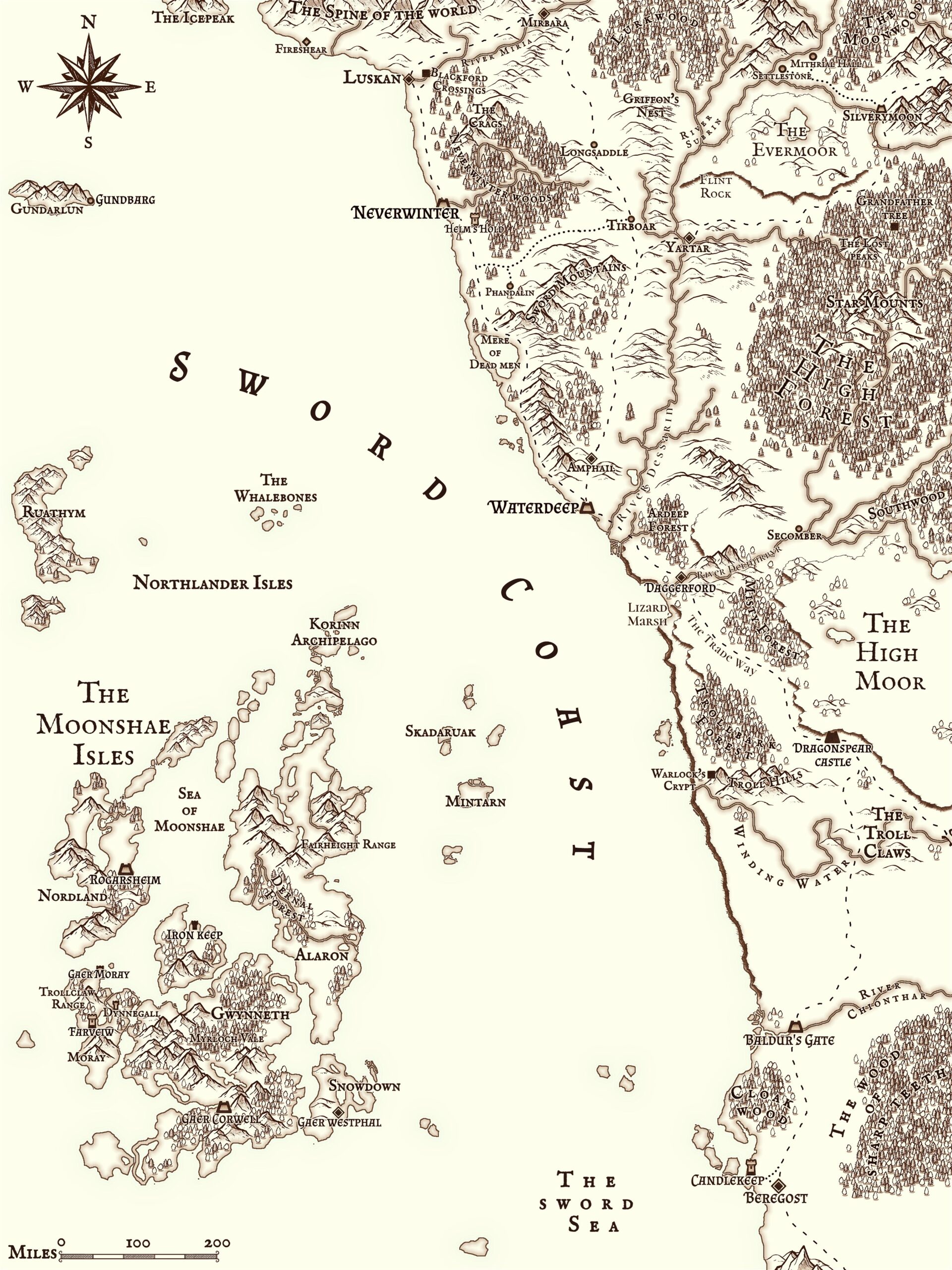Map Of The Sword Coast R dndmaps
