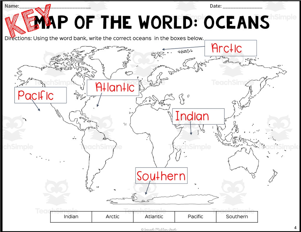 Map Of The World Labeling Packet By Teach Simple