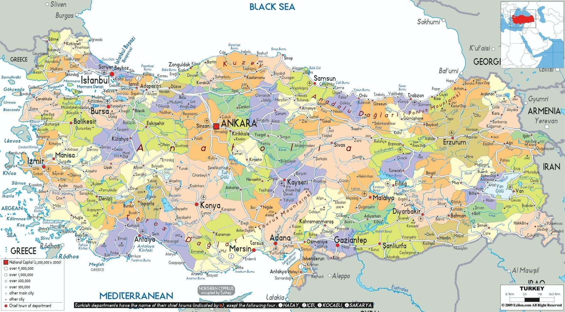 Printable Map Of Turkey Printable Map Of Turkey