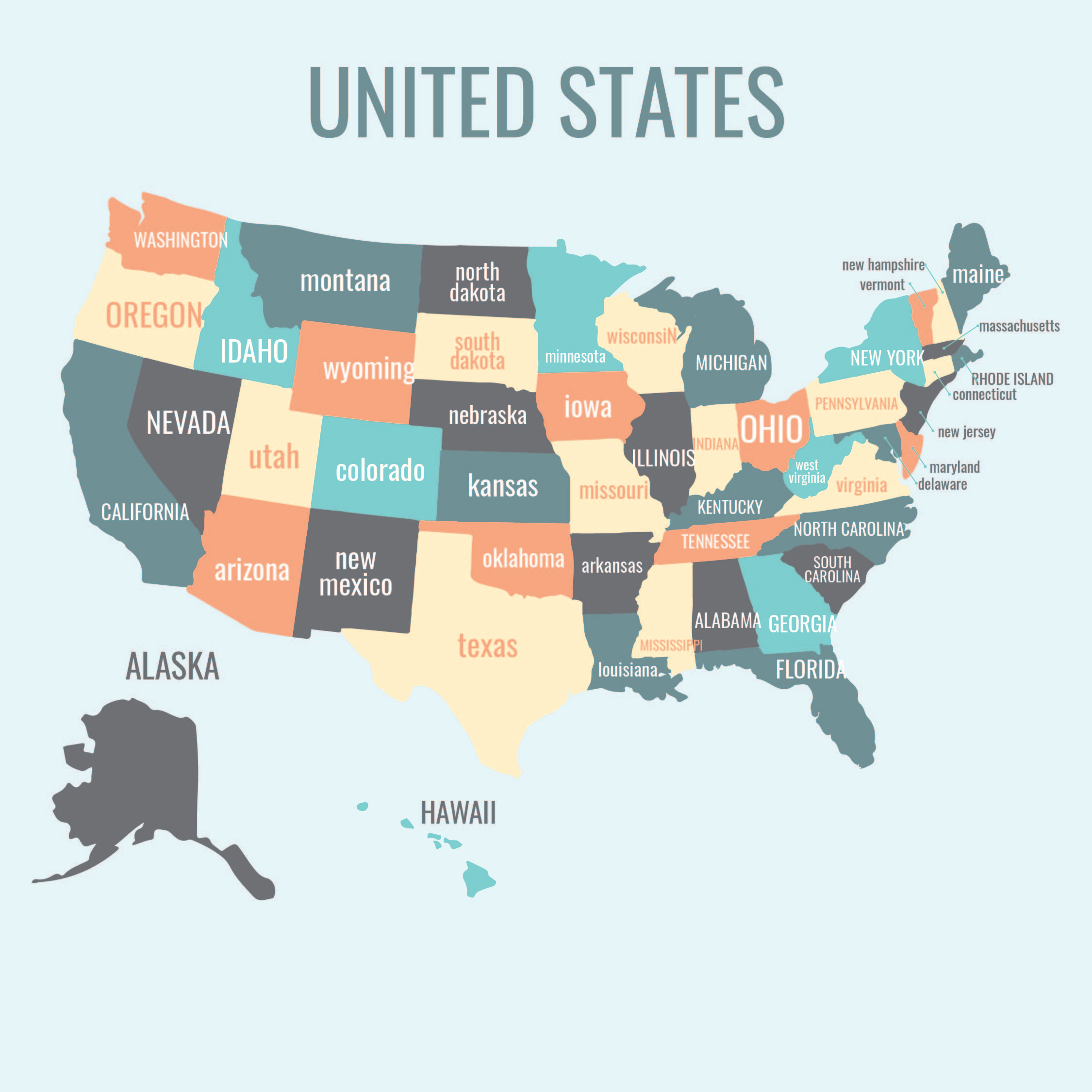 Free Printable Us Map With States Labeled