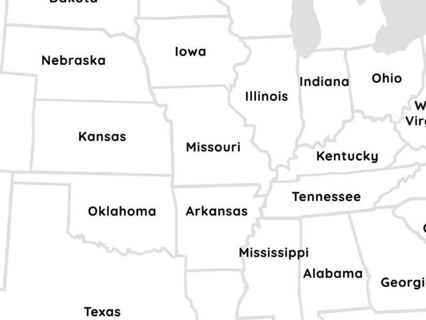 Map Of USA Map With States Black And White USA Map With 50 States Etsy
