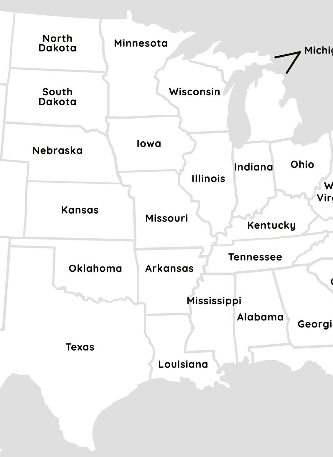 Map Of USA Map With States Black And White USA Map With 50 States Etsy