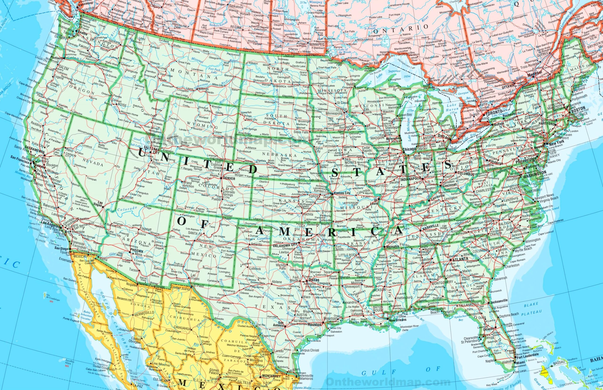 Map Of USA With States And Cities Ontheworldmap