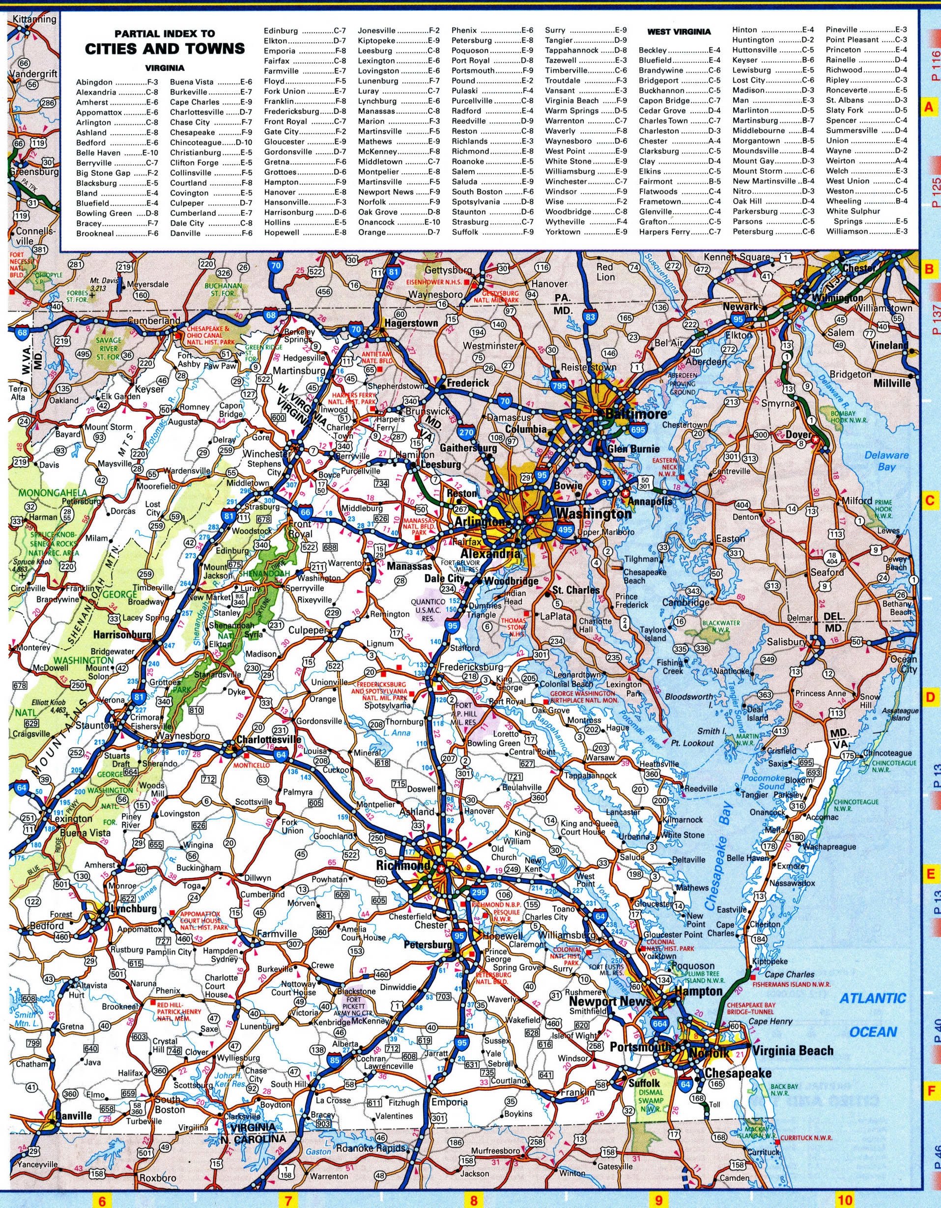 Printable Road Map Of Virginia