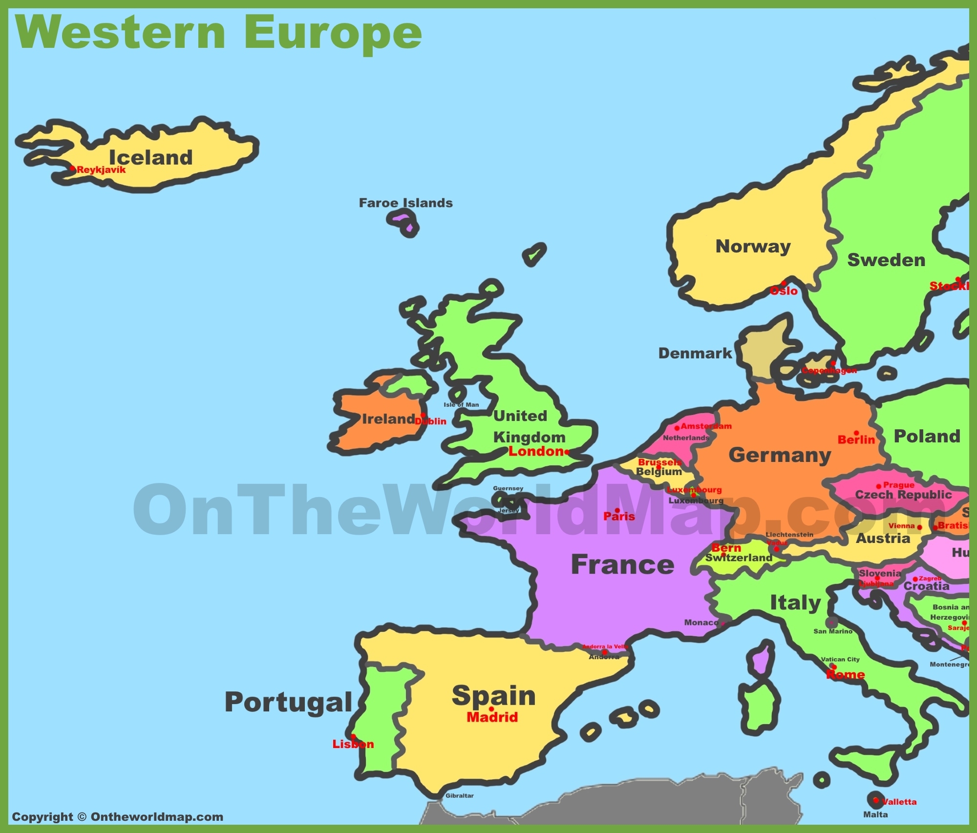 Western Europe Map Printable Western Europe Map Printable