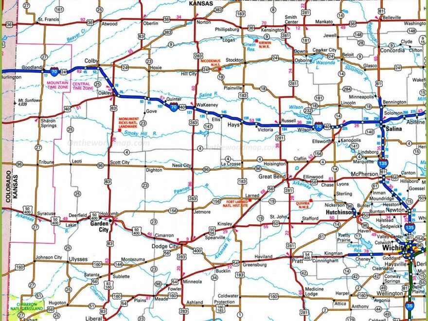 Map Of Western Kansas Ontheworldmap