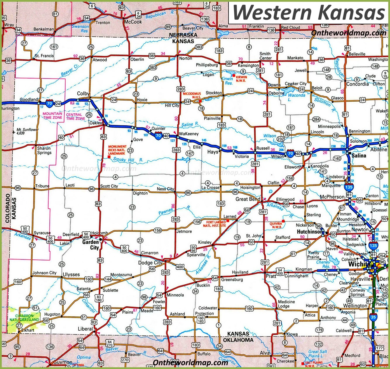 Map Of Western Kansas Ontheworldmap