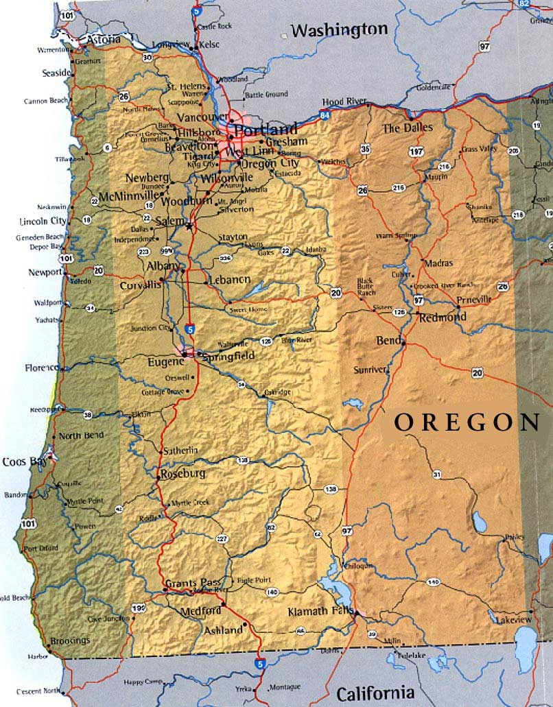 Map Of Western Oregon USA