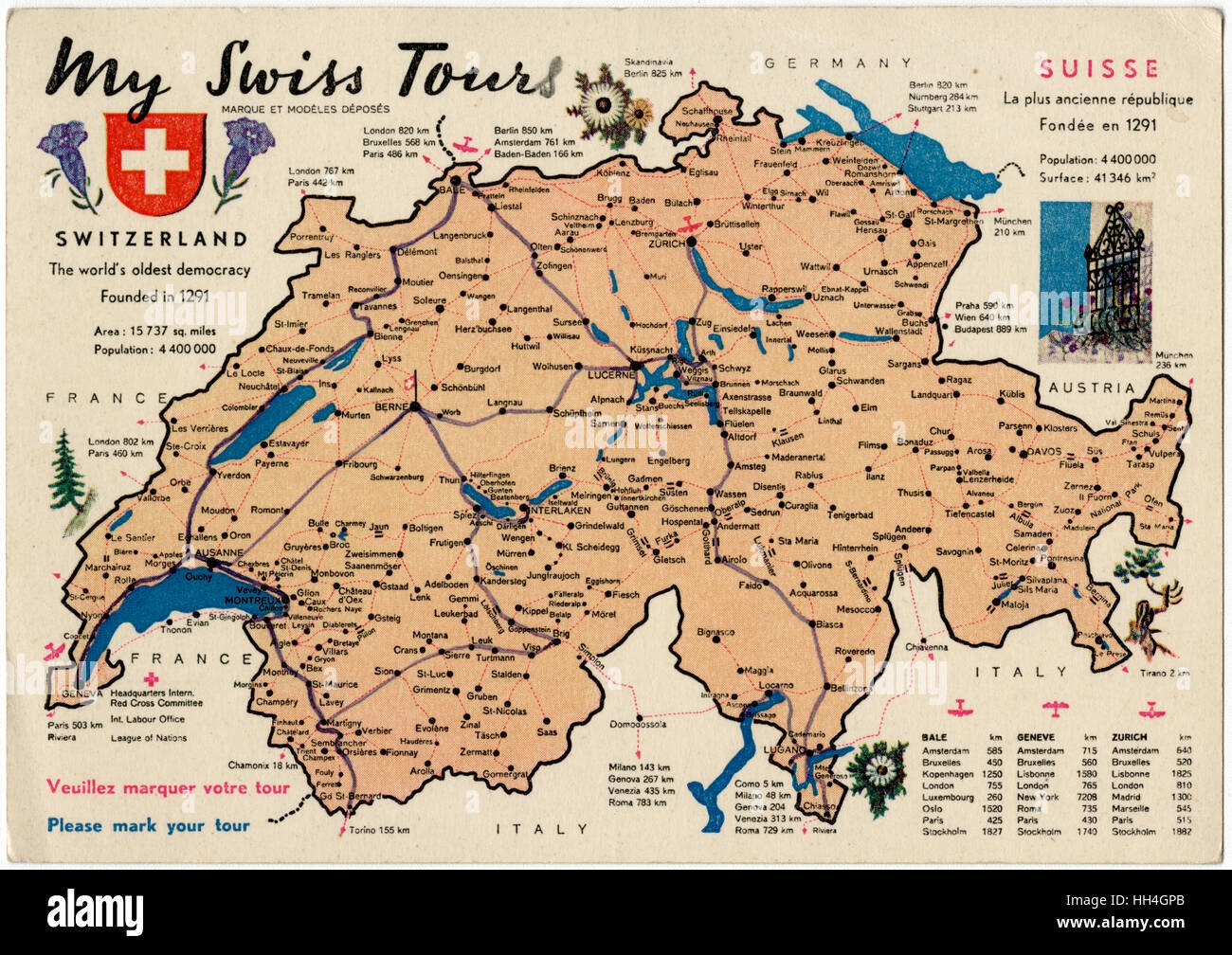 Printable Tourist Map Switzerland