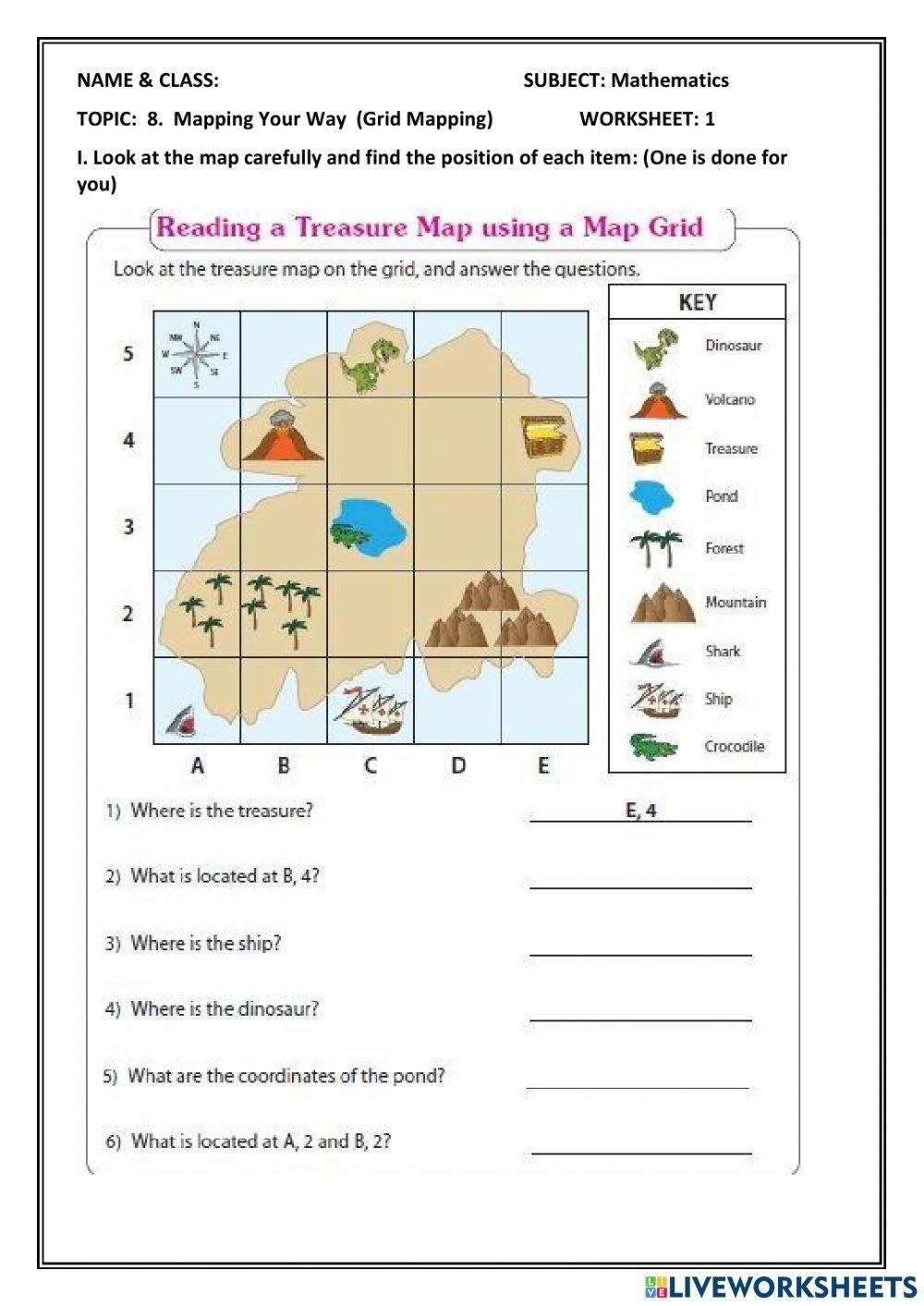 Mapping Your Way Grid Mapping Worksheet Live Worksheets Worksheets Library