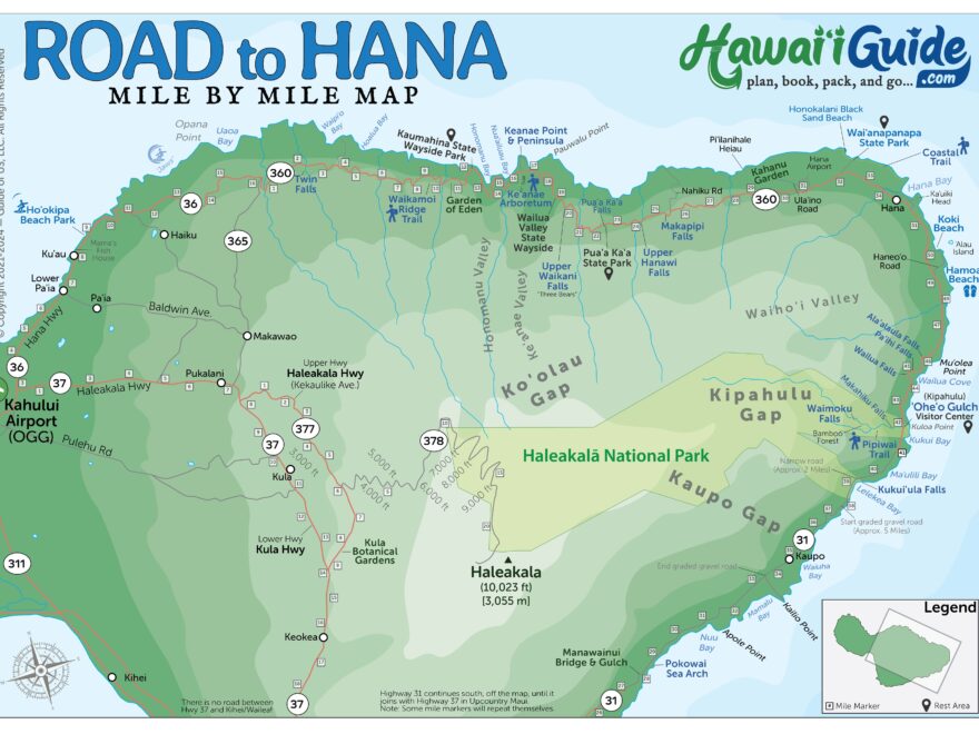 Maps For The Road To Hana Highway Beyond Maui Hawaii
