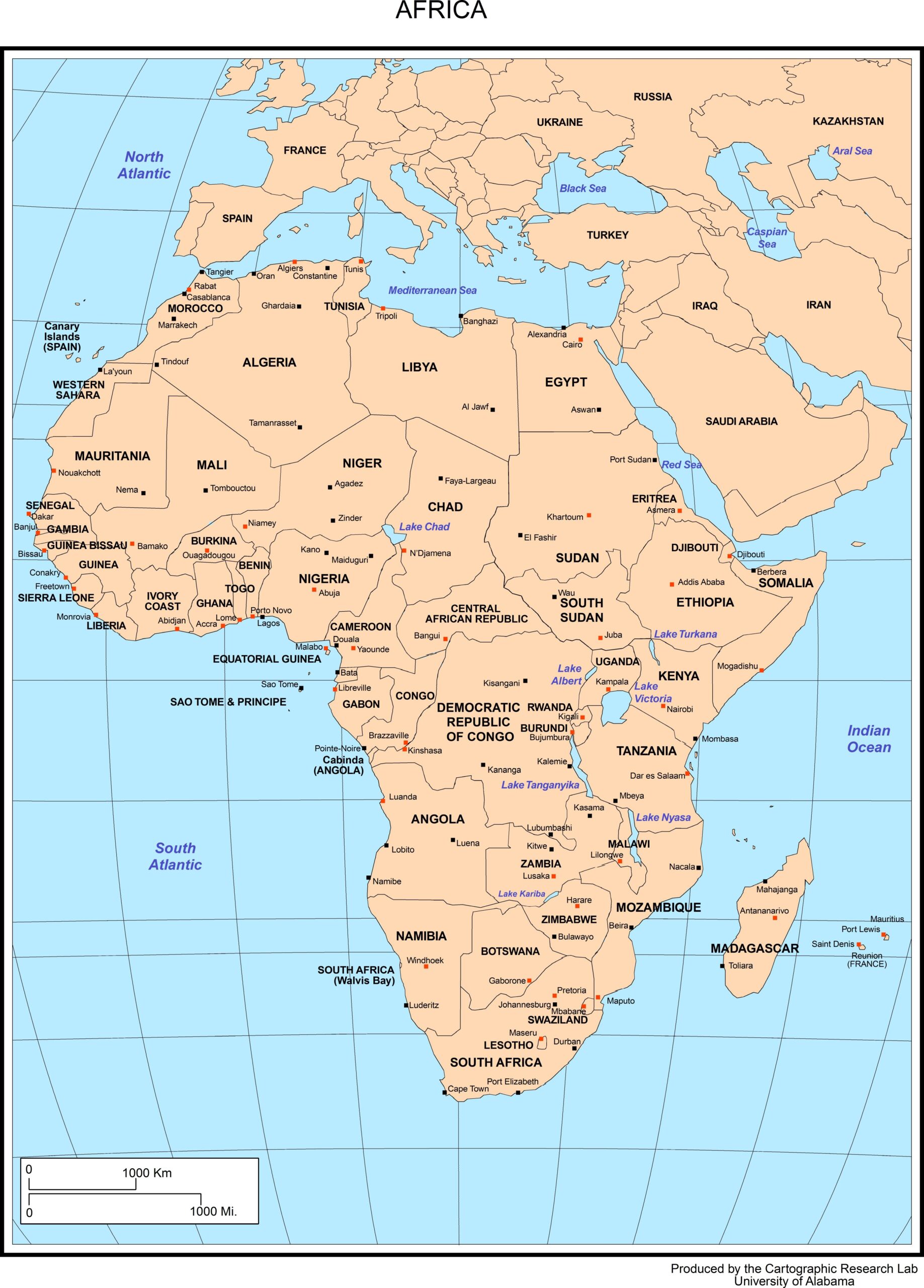 Africa Map Labeled Printable