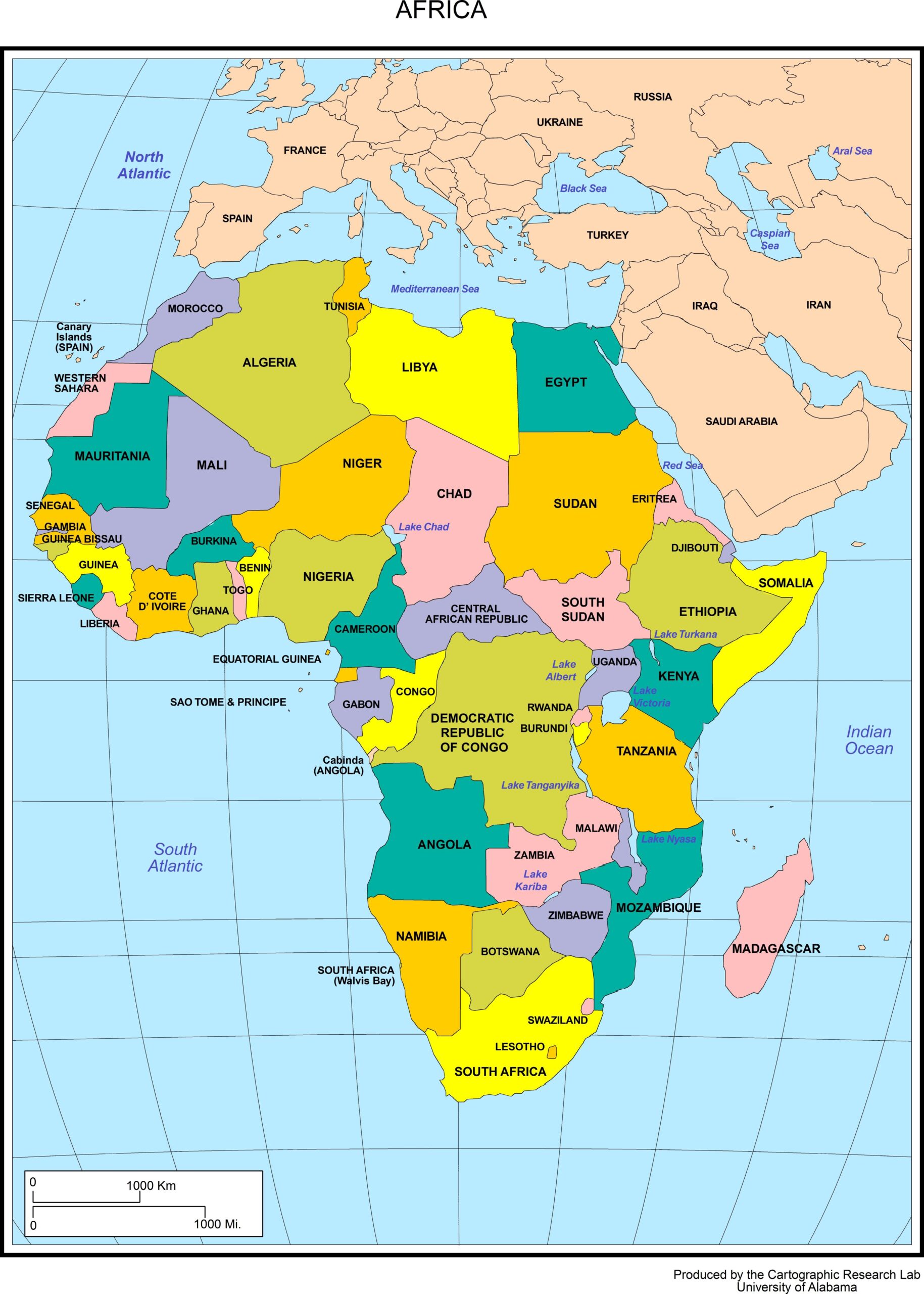 Africa Map A4 Printable