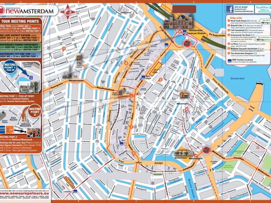 Maps Of Amsterdam Detailed Map Of Amsterdam In English Maps Of Amsterdam Netherlands Tourist Map Of Amsterdam City Amsterdam Roads Map Maps Of Public Transport And Other Maps Of Amsterdam