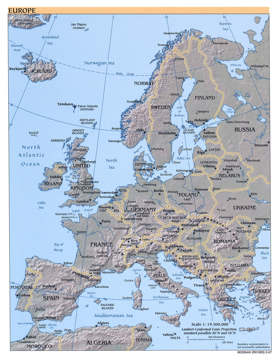 Printable Map Of Europe With Cities