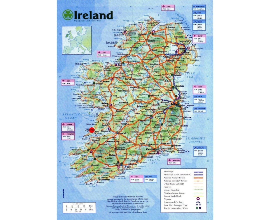 Free Printable Road Map Of Ireland