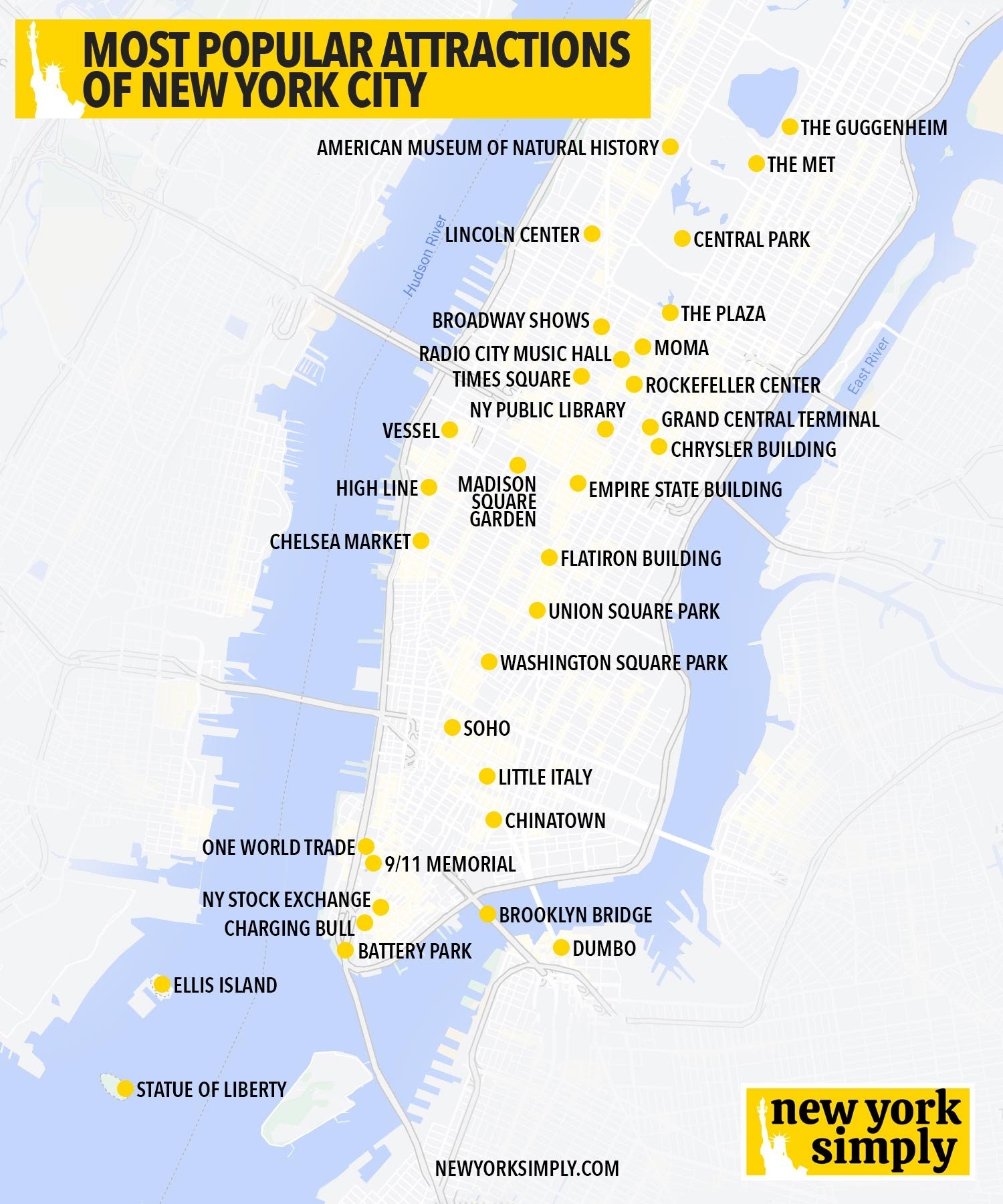 Maps Of New York Top Tourist Attractions Free Printable Worksheets Library