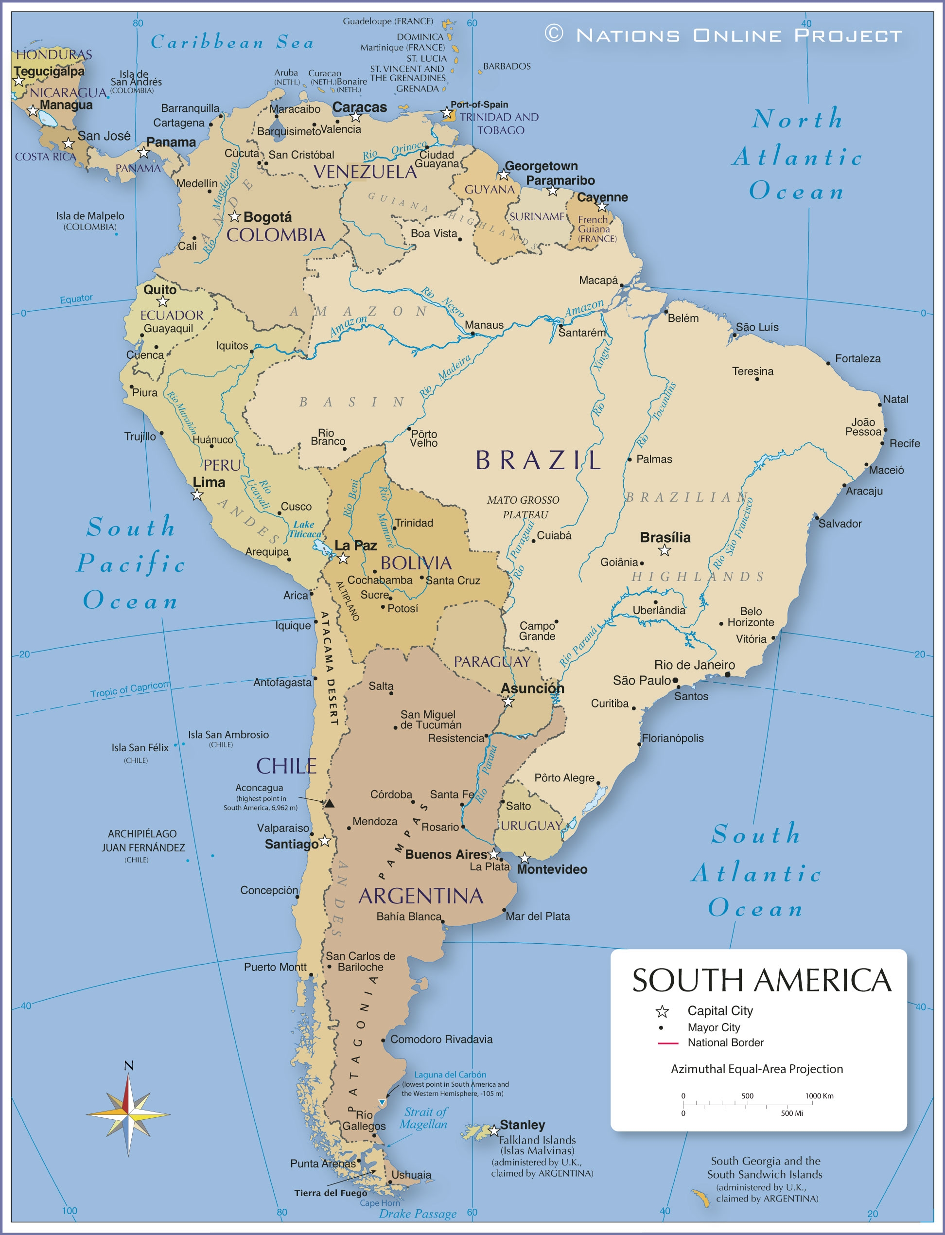 South America Continent Map Printable
