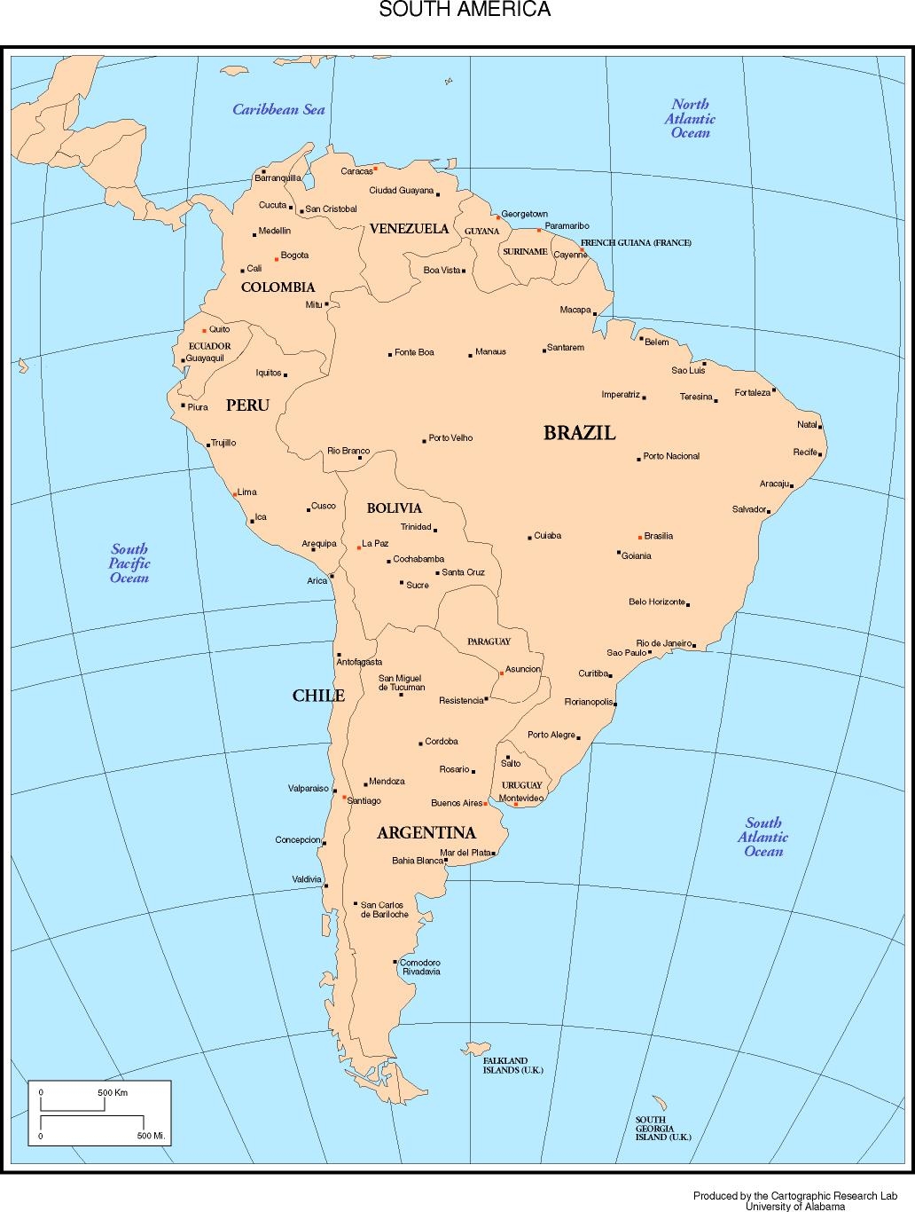 Printable Labelled Map Of South America Printable Labelled Map Of South America