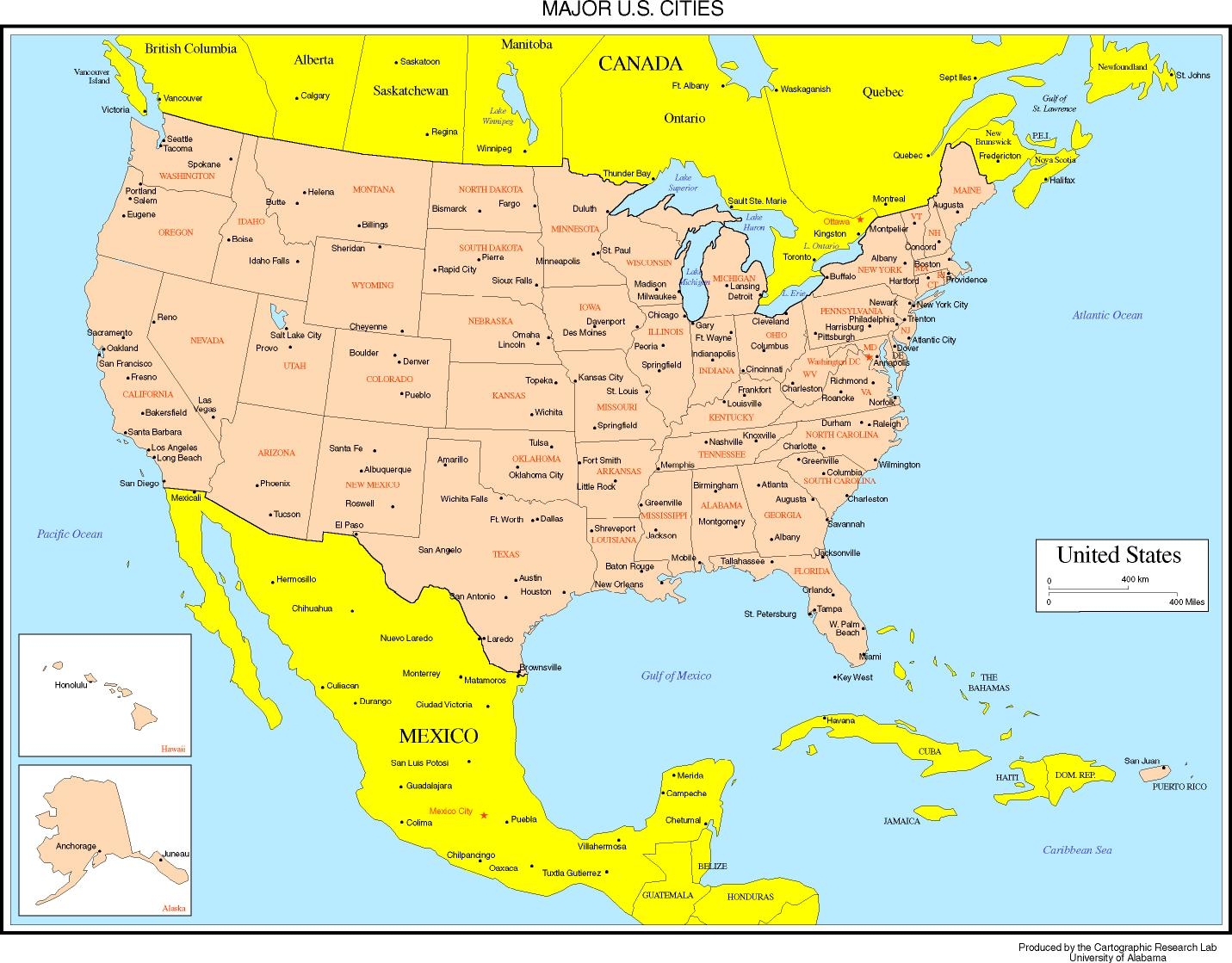 Free Printable Us Map With Cities