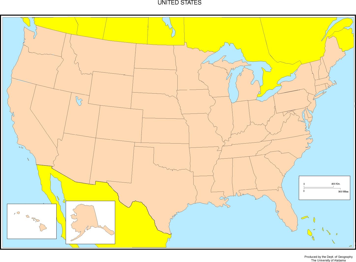 Map Of United States With States Printable