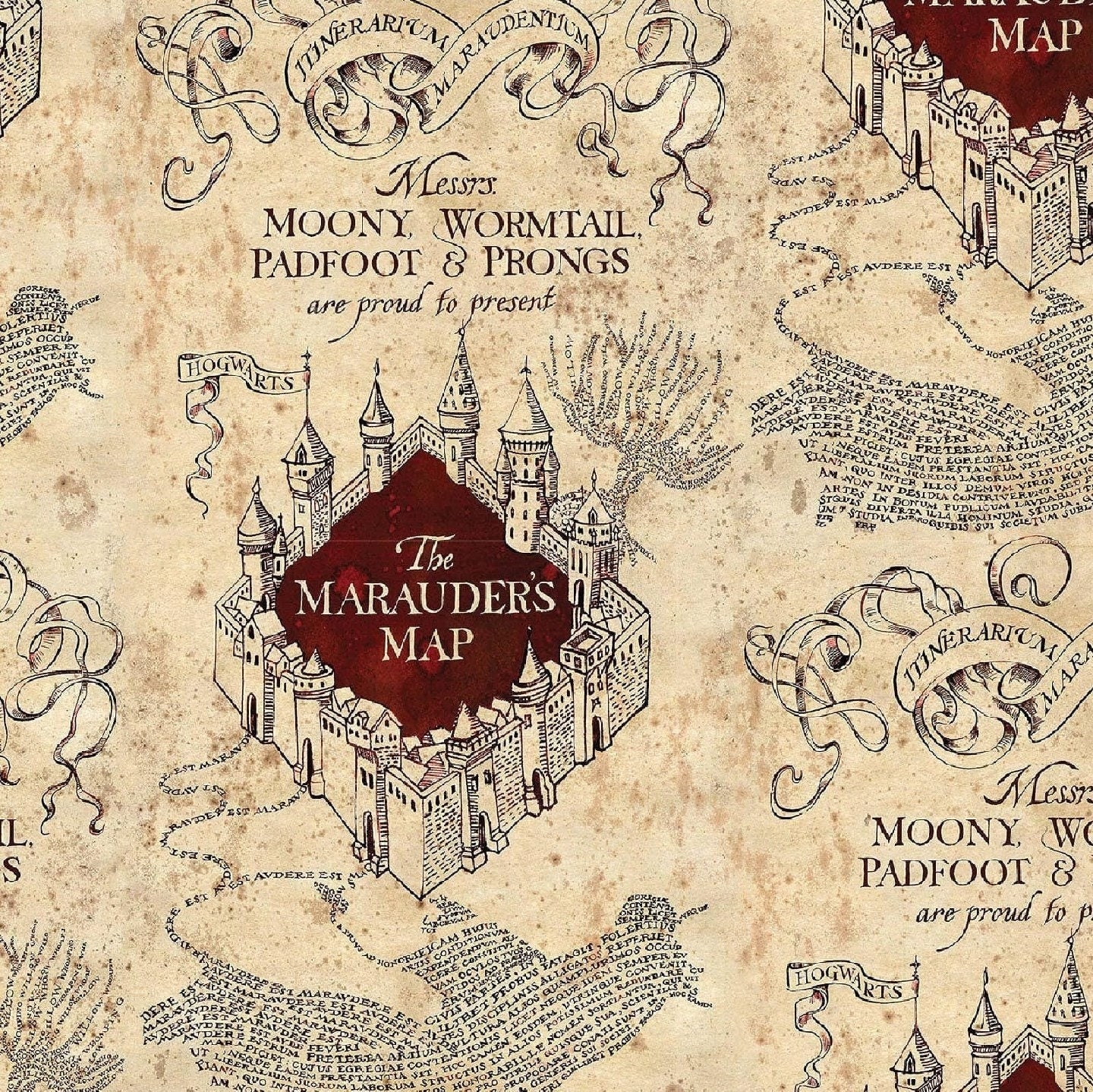 Marauders Map Fabric Harry Potter Fabric Print 100 Cotton Worksheets Library