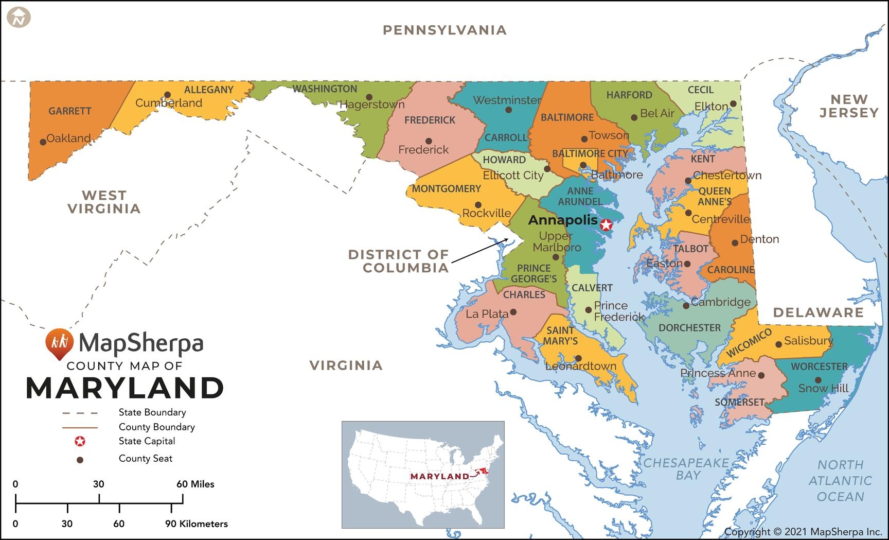 Maryland Counties Map By MapSherpa The Map Shop