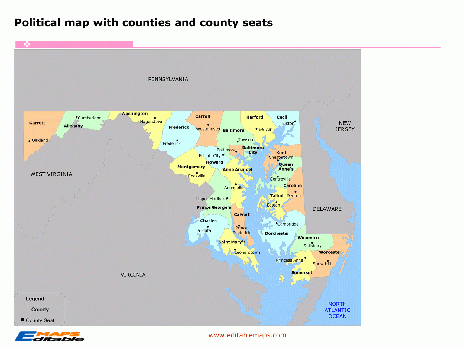 Maryland County Map Printable