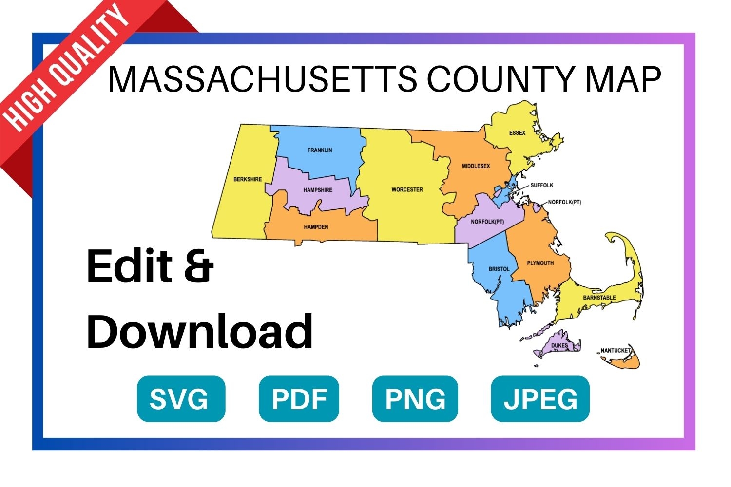 Printable Map Of Massachusetts Counties
