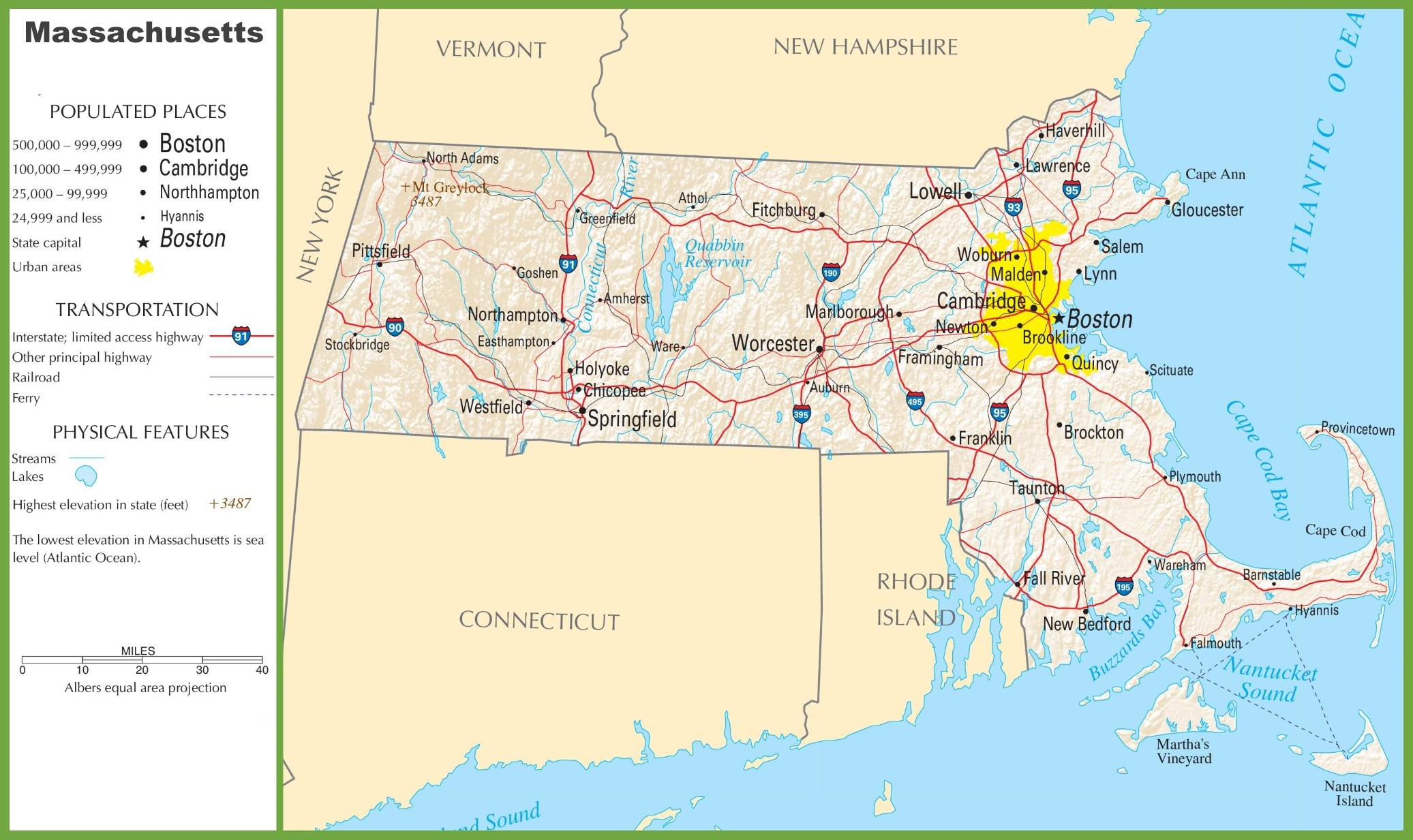 Printable Map Of Massachusetts Highways