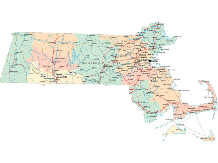 Massachusetts Road Map MA Road Map Massachusetts Highway Map