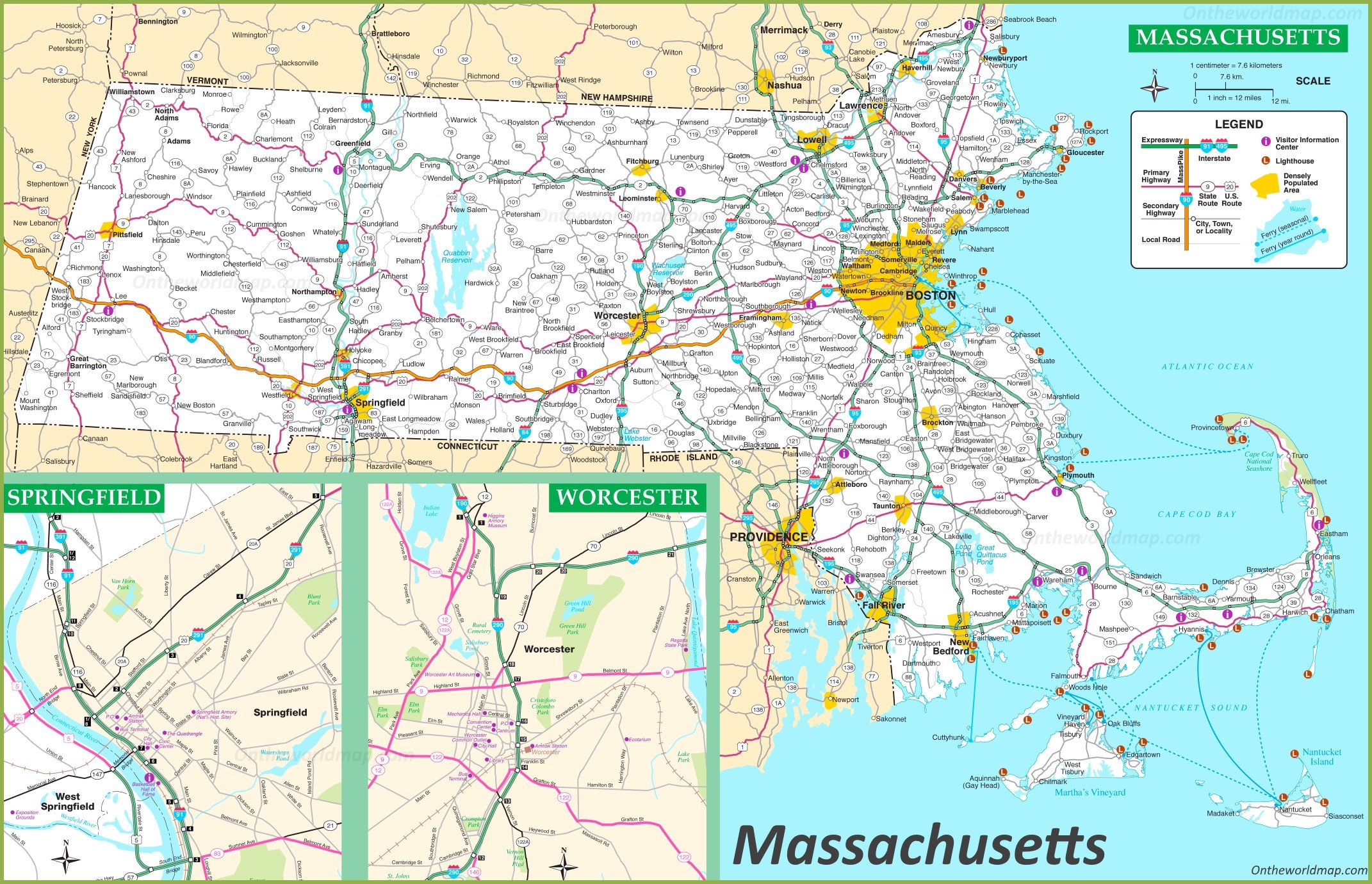 Massachusetts Road Map Ontheworldmap