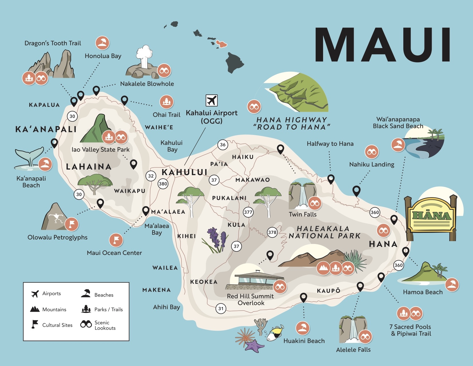 Detailed Printable Map Of Maui