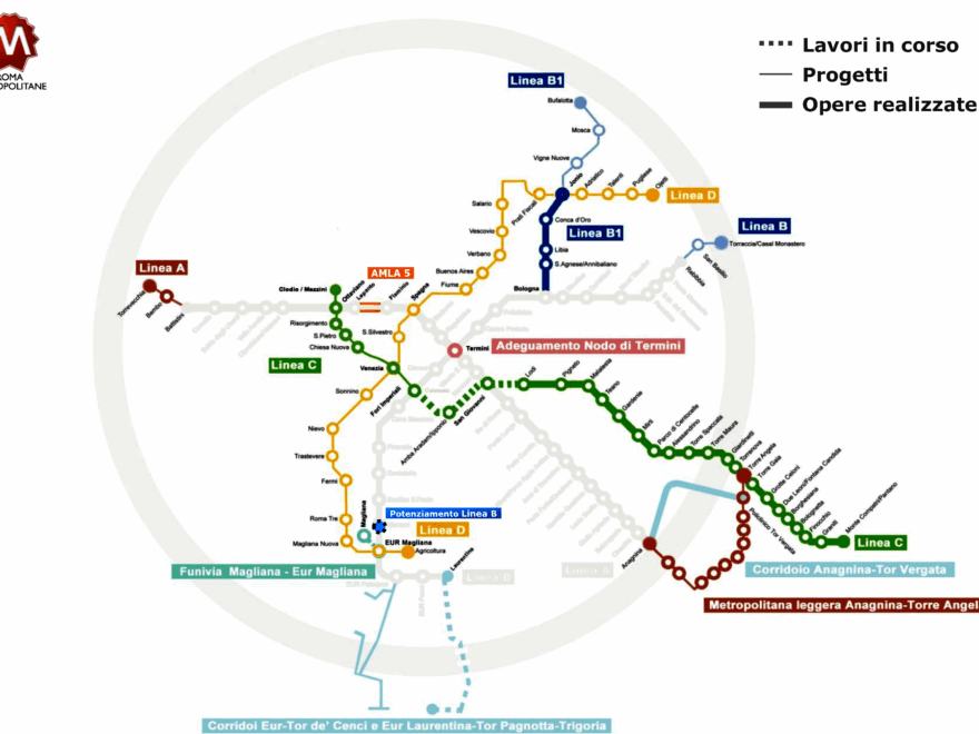 Metropolitana Di Roma The Rome Metro Map News Construction And Development Pose Structures