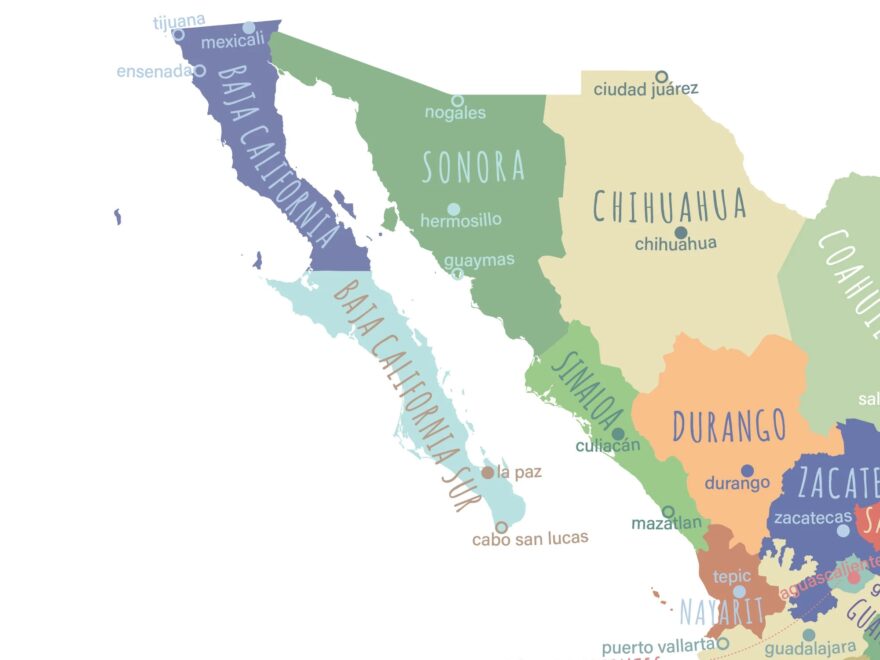 Mexico Map PRINTABLE Mexico States And Capitals Labeled Mexico Map With Capital Modern Home Decor P583 Etsy