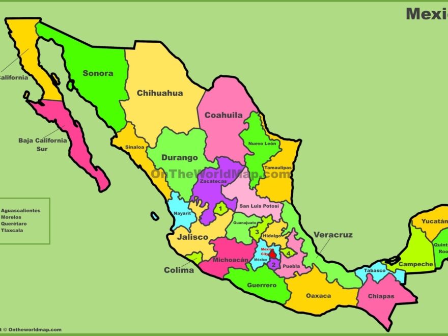 Mexico States Map List Of States Of Mexico Ontheworldmap