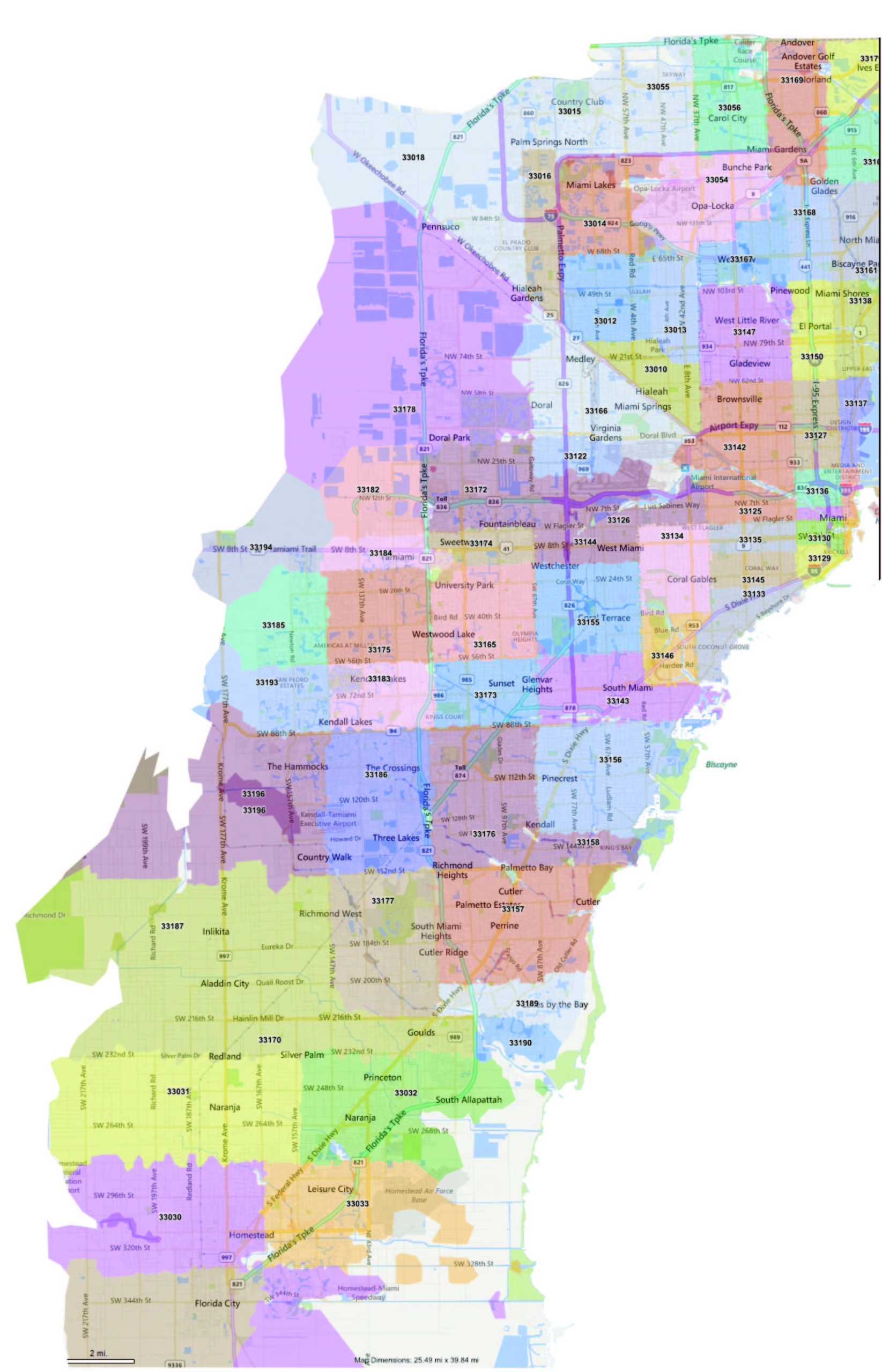 Miami Dade County Zip Code Map Florida County Maps Florida Mailing Lists For Sale