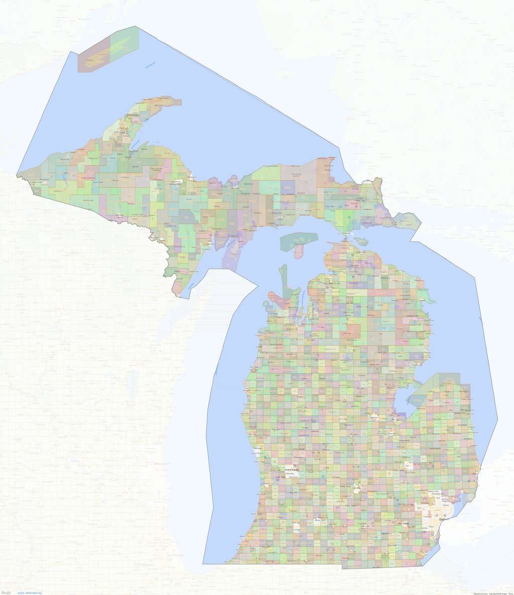 Michigan Civil Townships Shown On Google Maps