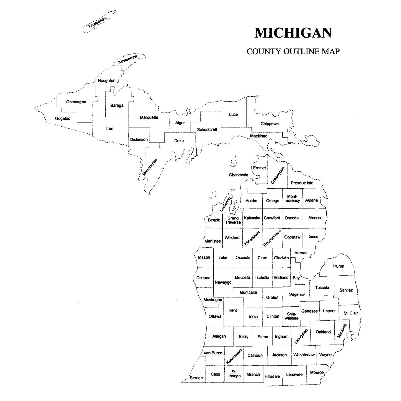 Michigan County Map Jigsaw Genealogy