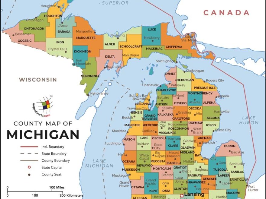 Michigan County Map MapsofWorld