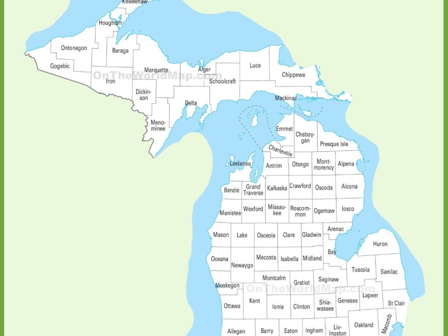 Michigan County Map Ontheworldmap