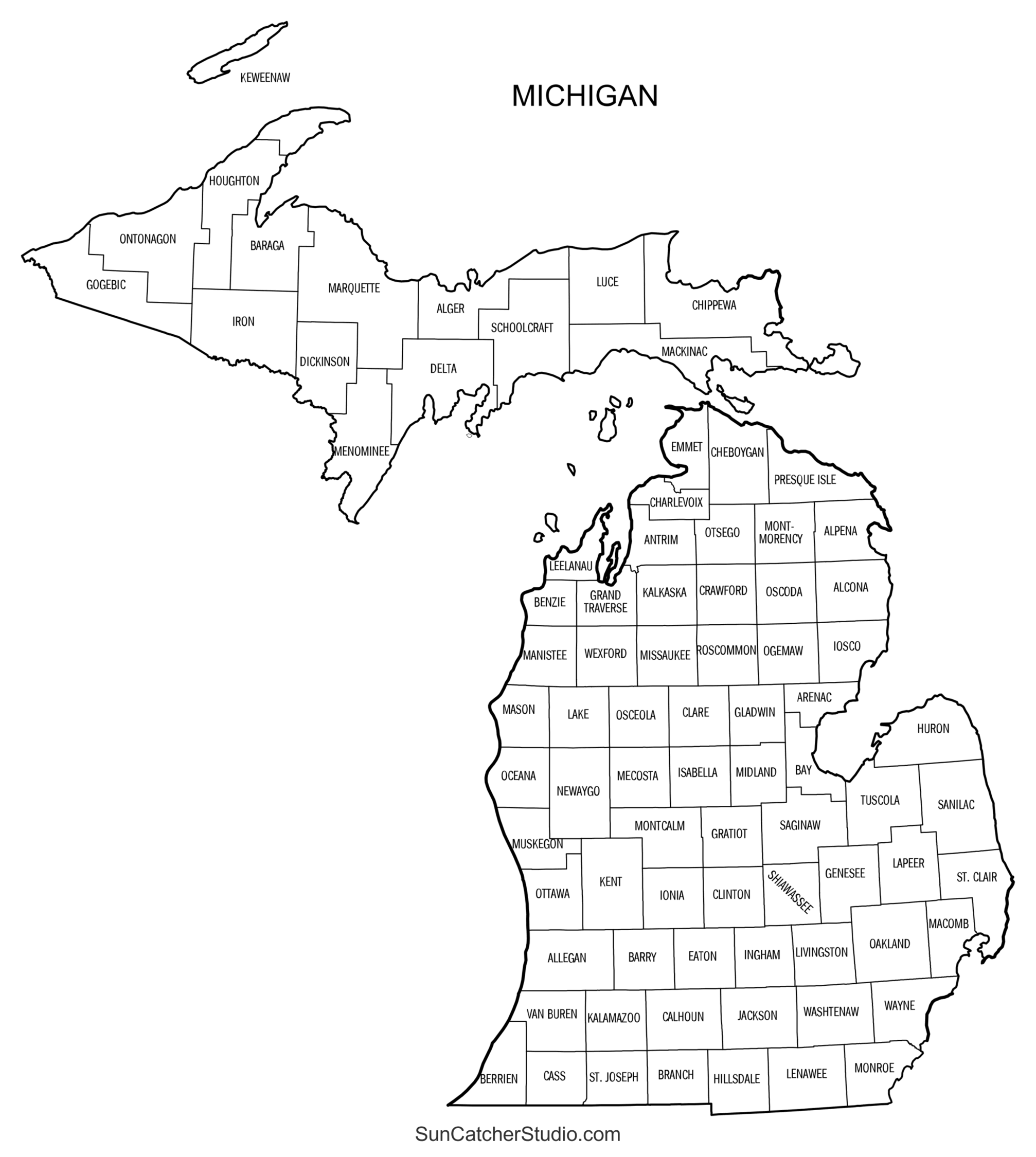 Basic Map Of Michigan Counties Printable