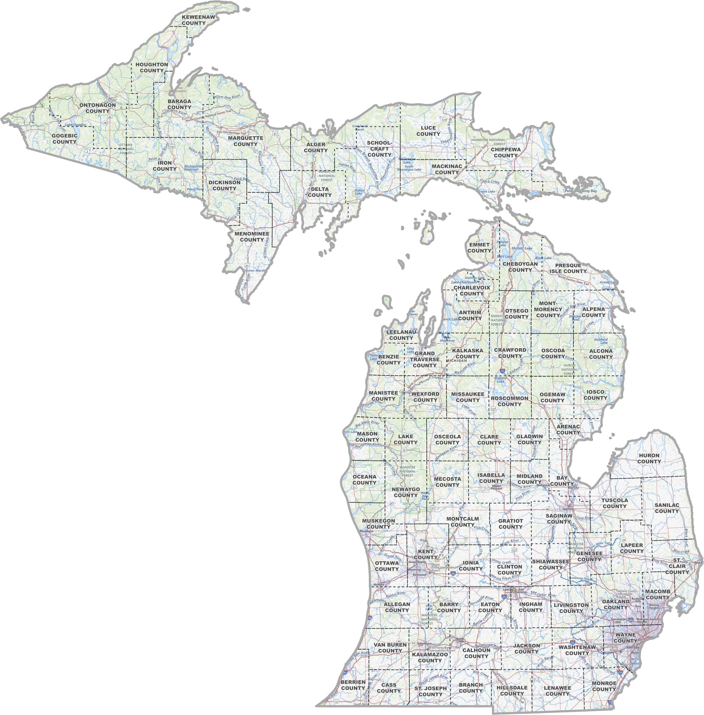 Michigan County Map US County Maps