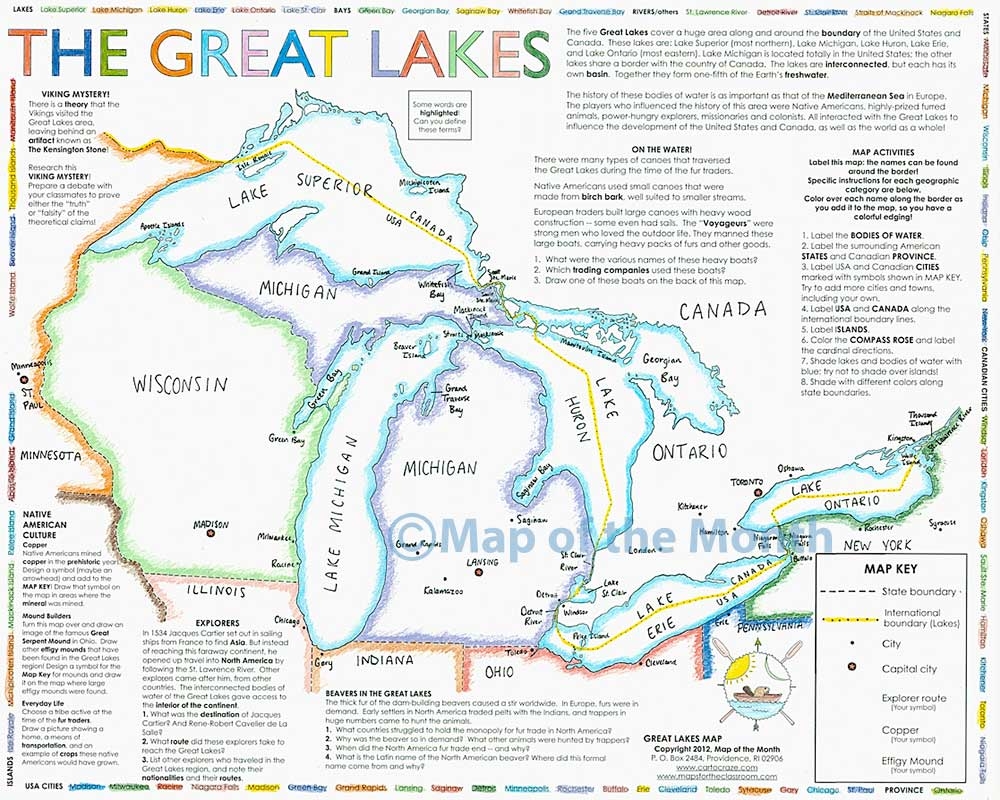 Michigan Map Blank Outline Map 16 By 20 Inches Activities Included