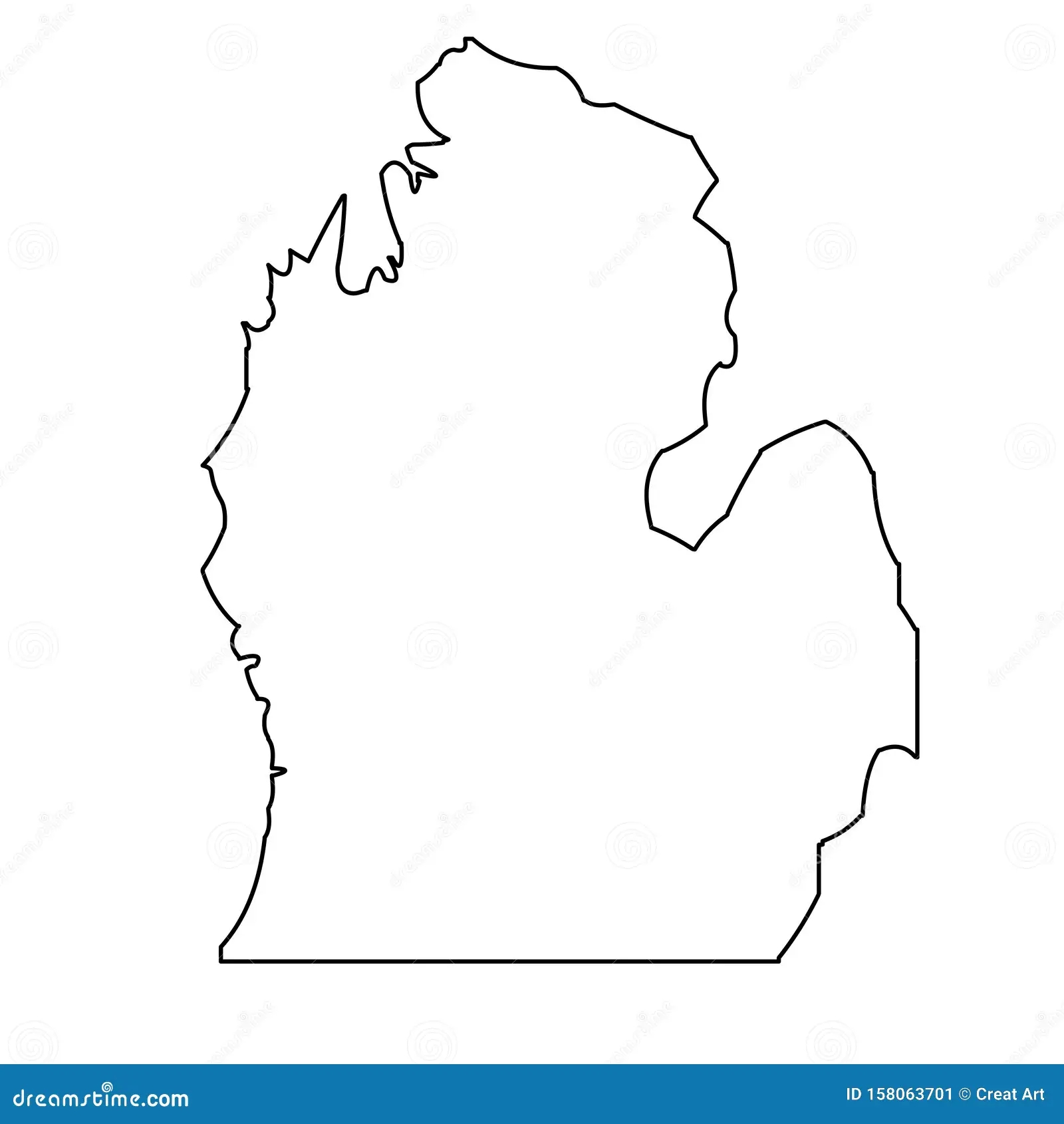 Michigan Map Outline Vector Illustartion Stock Vector Illustration Of American America 158063701