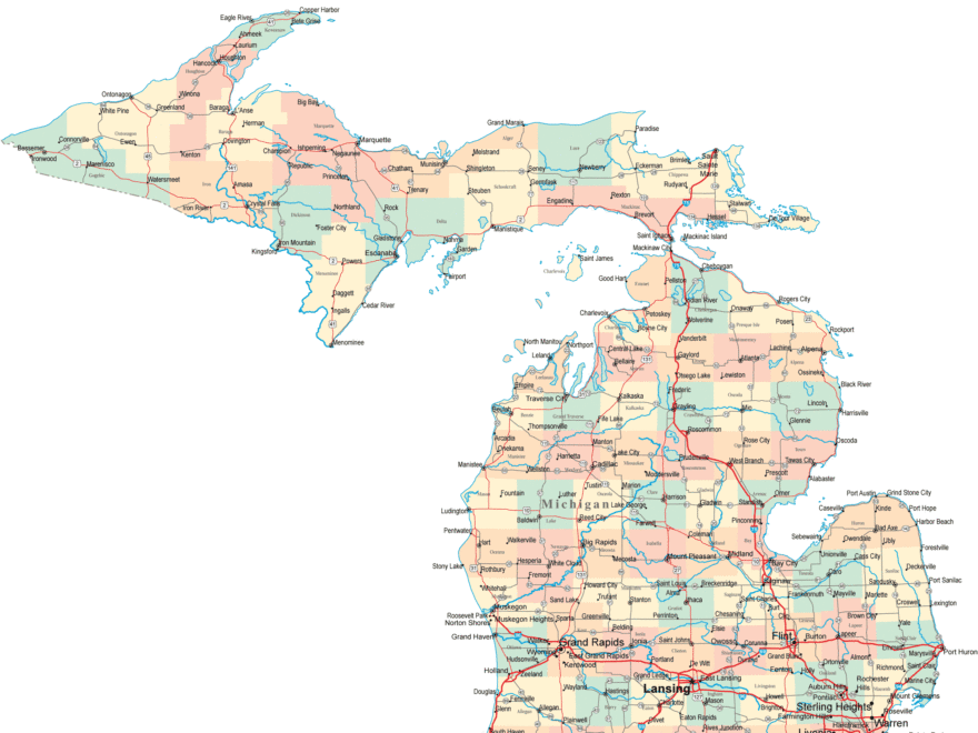 Michigan Road Map MI Road Map Michigan Highway Map