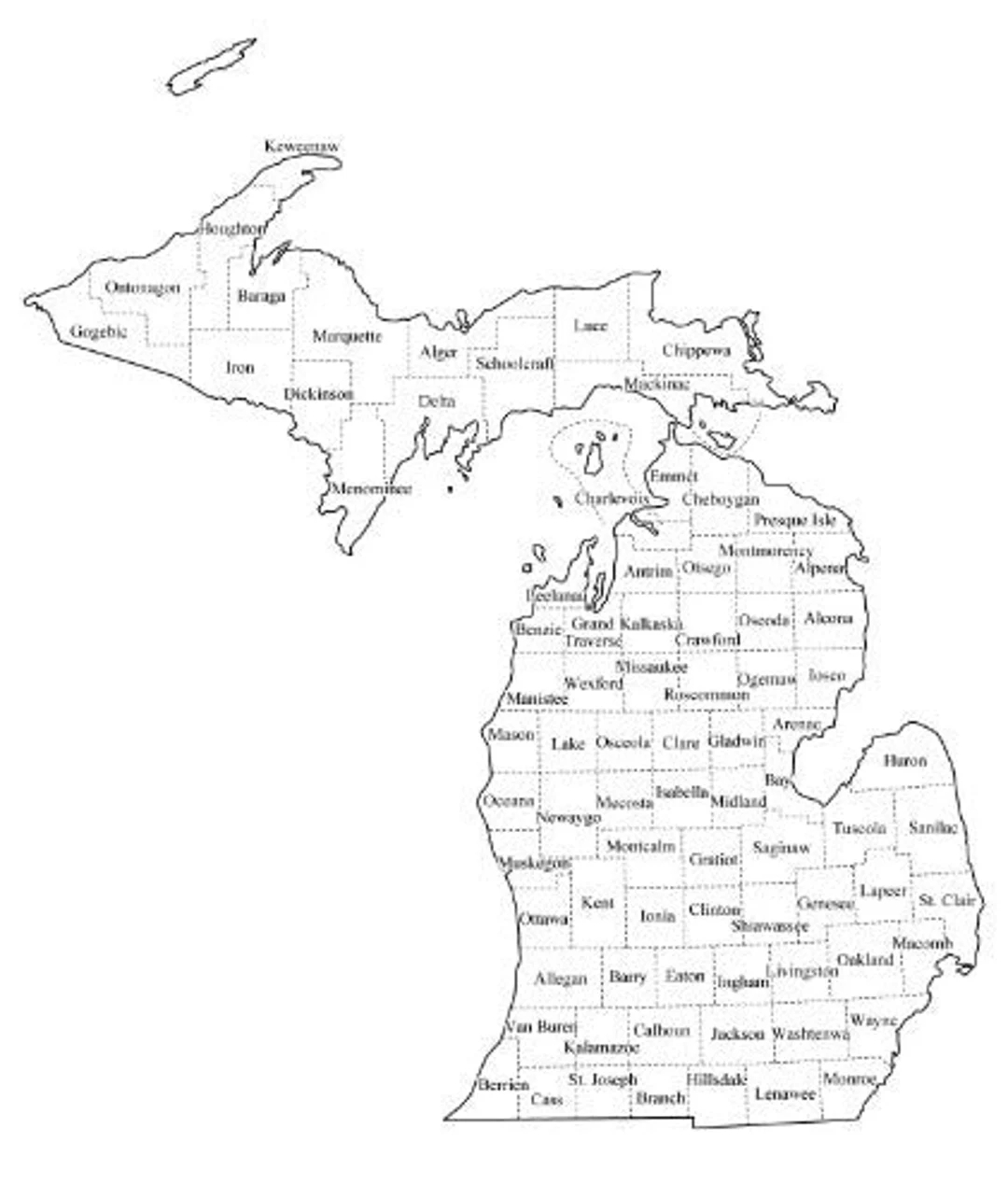 Michigan State County Maps Printable