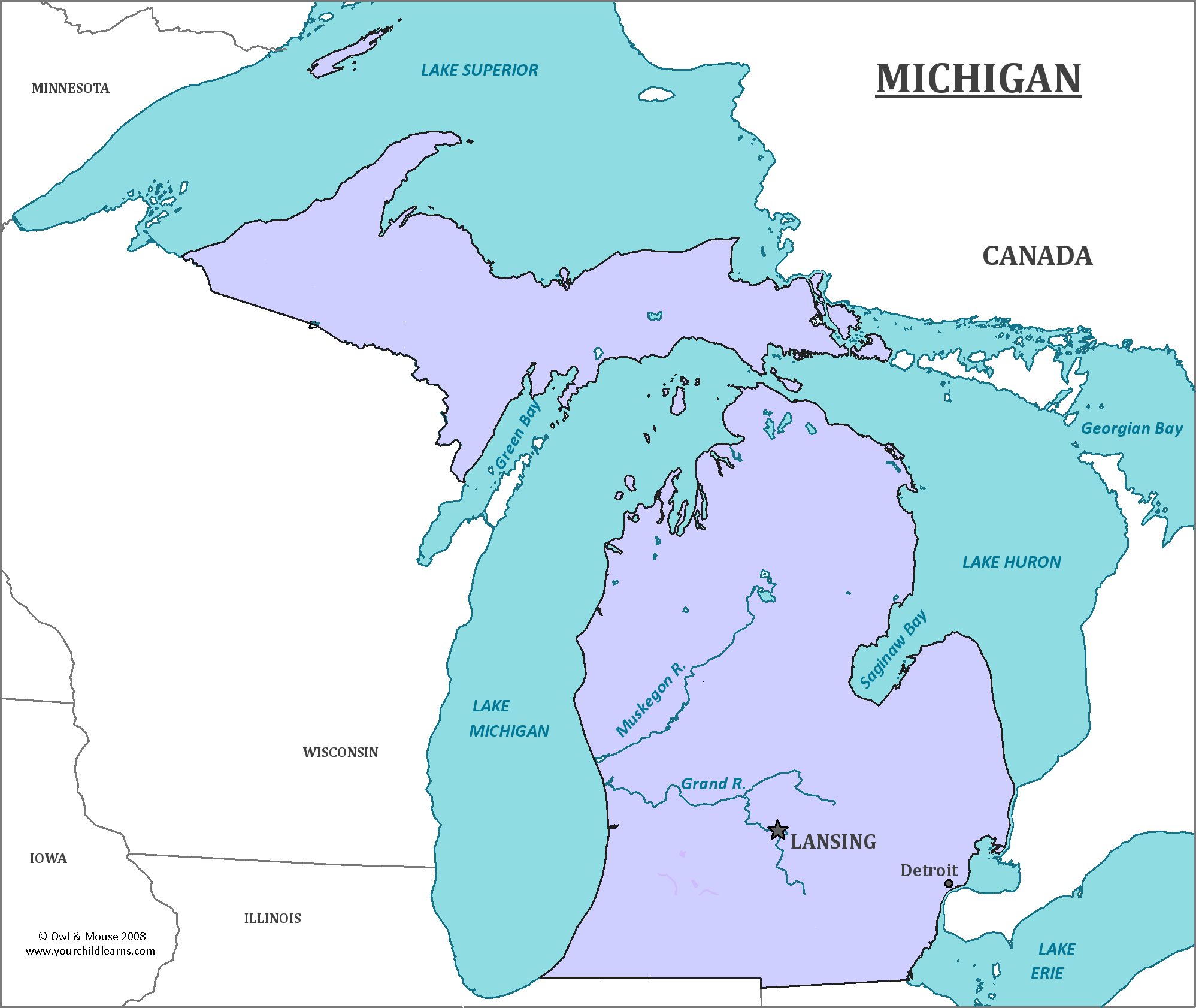 Michigan State Map Map Of Michigan And Information About The State