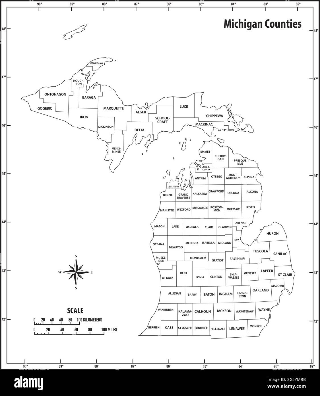 Michigan Individual County Map Printable
