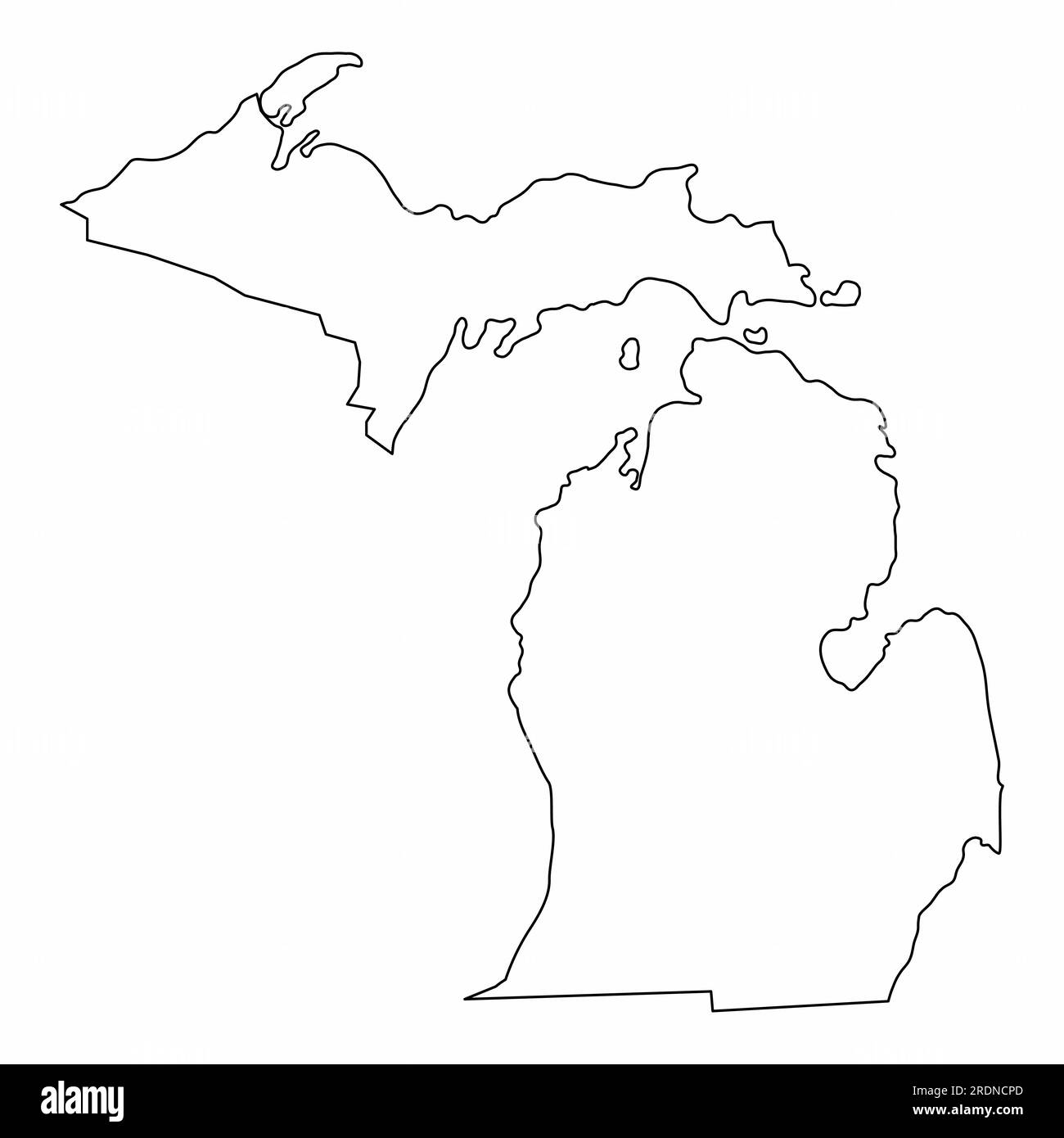 Michigan State Outline Map Isolated On White Background Stock Vector Image Art Alamy